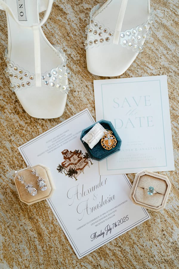 Romantic White Powder Blue Castle Wedding