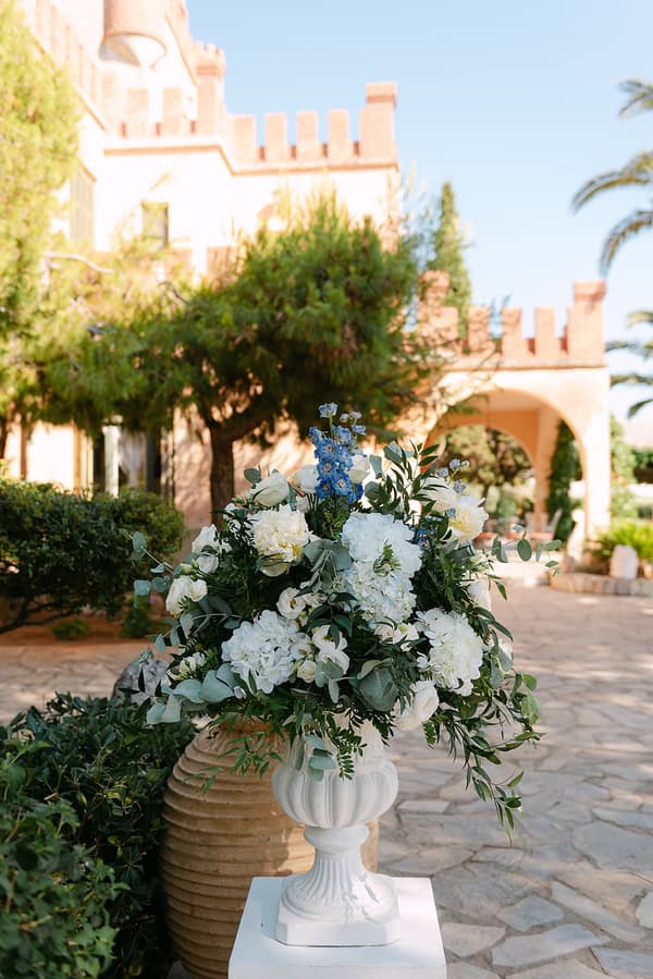 Romantic White Powder Blue Castle Wedding