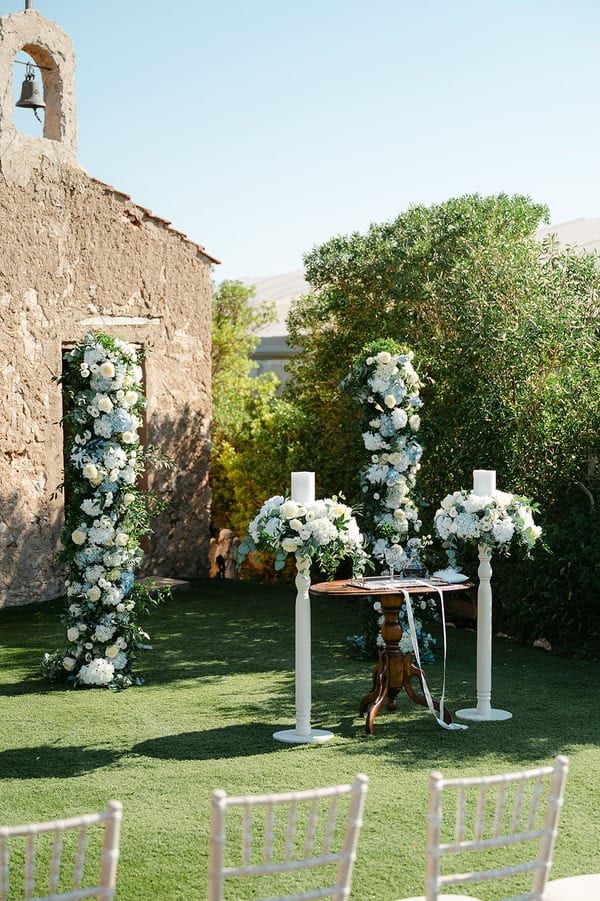 Romantic White Powder Blue Castle Wedding