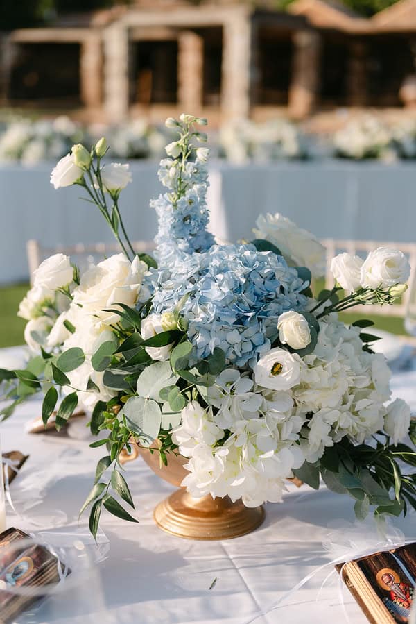 Romantic White Powder Blue Castle Wedding