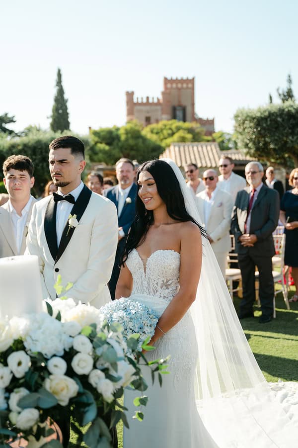 Romantic White Powder Blue Castle Wedding