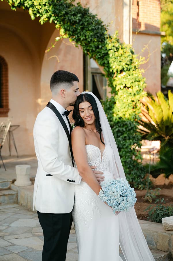 Romantic White Powder Blue Castle Wedding
