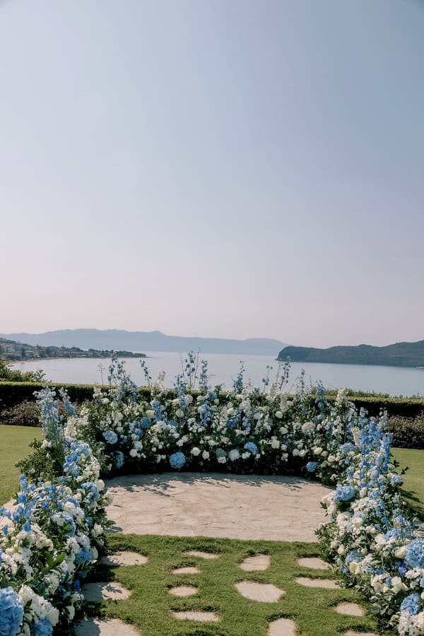Beautiful Destination Wedding Crete Romantic Blue White Florals