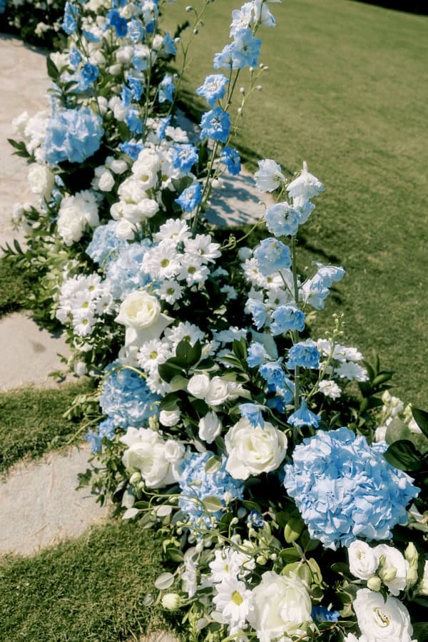 Beautiful Destination Wedding Crete Romantic Blue White Florals