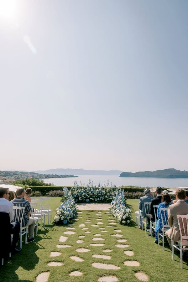 Beautiful Destination Wedding Crete Romantic Blue White Florals