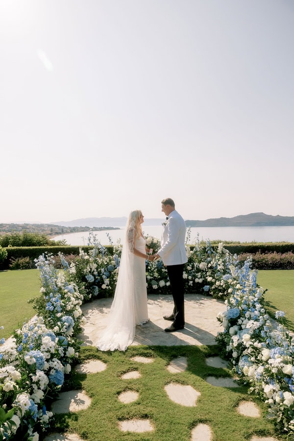 Beautiful Destination Wedding Crete Romantic Blue White Florals