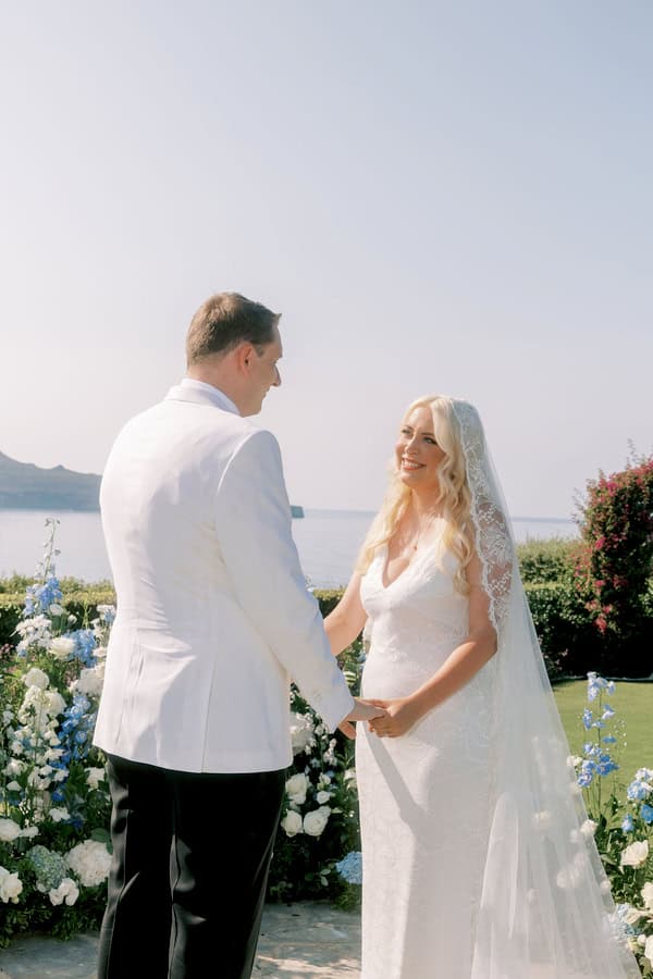 Beautiful Destination Wedding Crete Romantic Blue White Florals