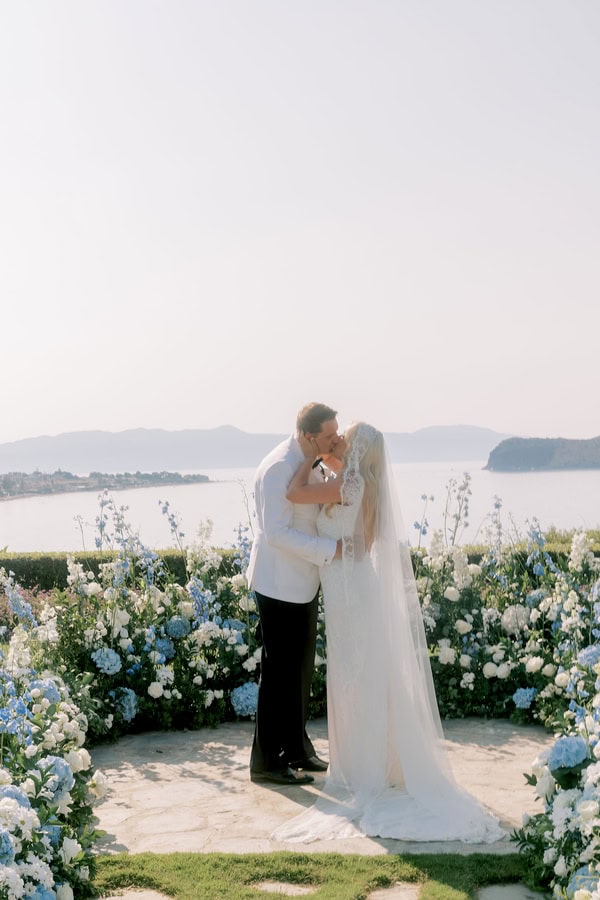 Beautiful Destination Wedding Crete Romantic Blue White Florals