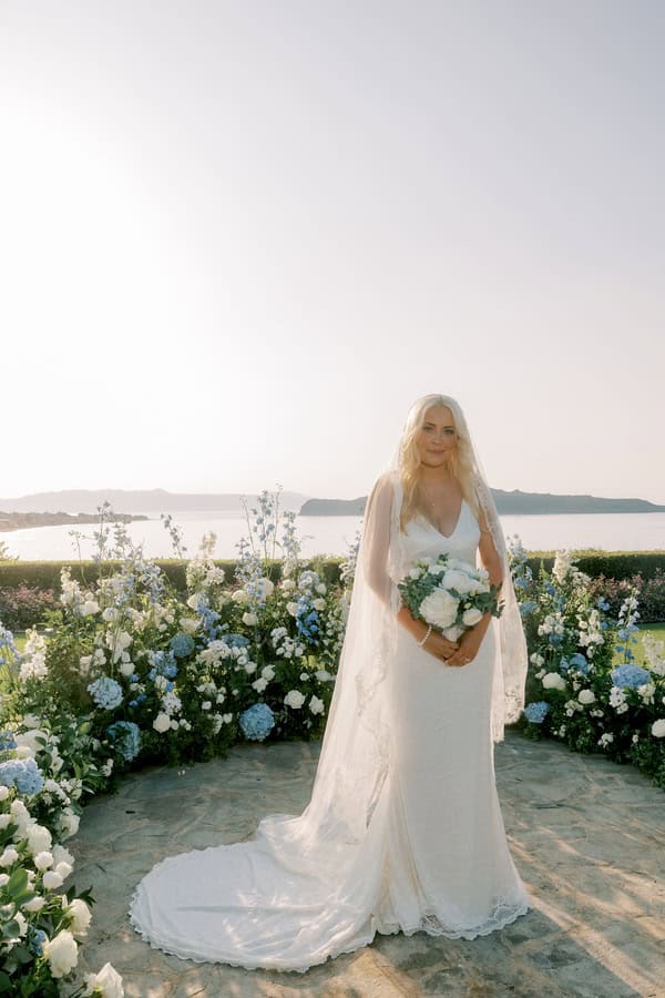 Beautiful Destination Wedding Crete Romantic Blue White Florals