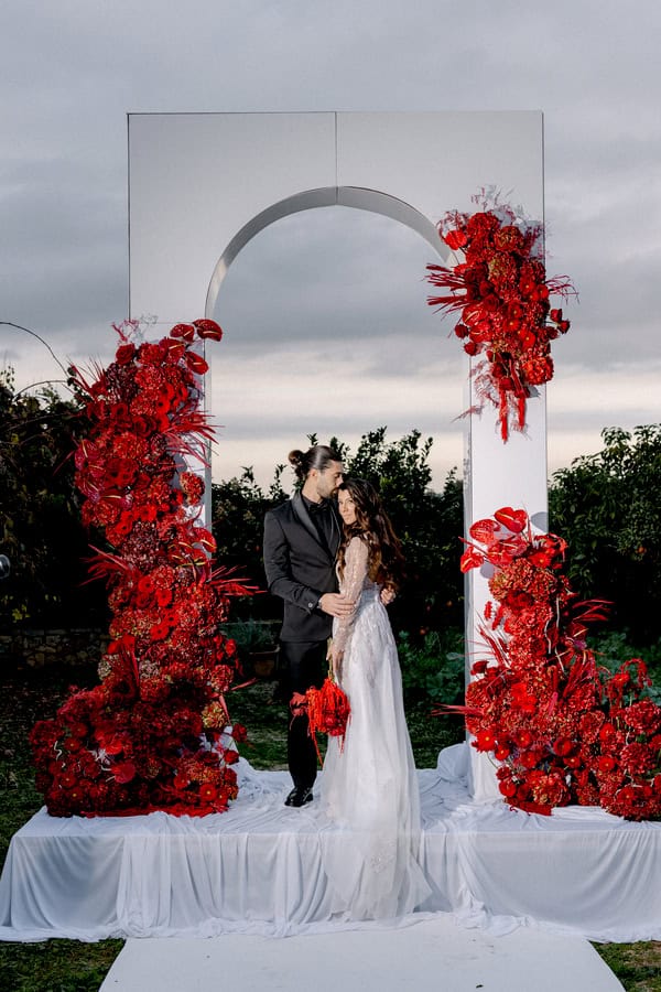 Edgy Modern Styled Shoot Crete Red Florals