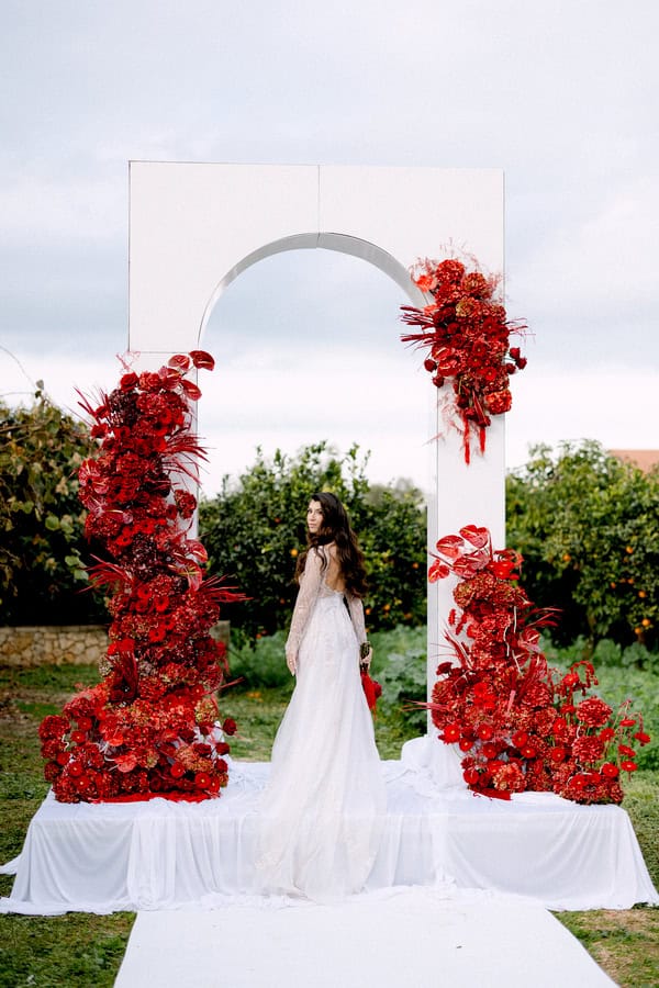 Edgy Modern Styled Shoot Crete Red Florals