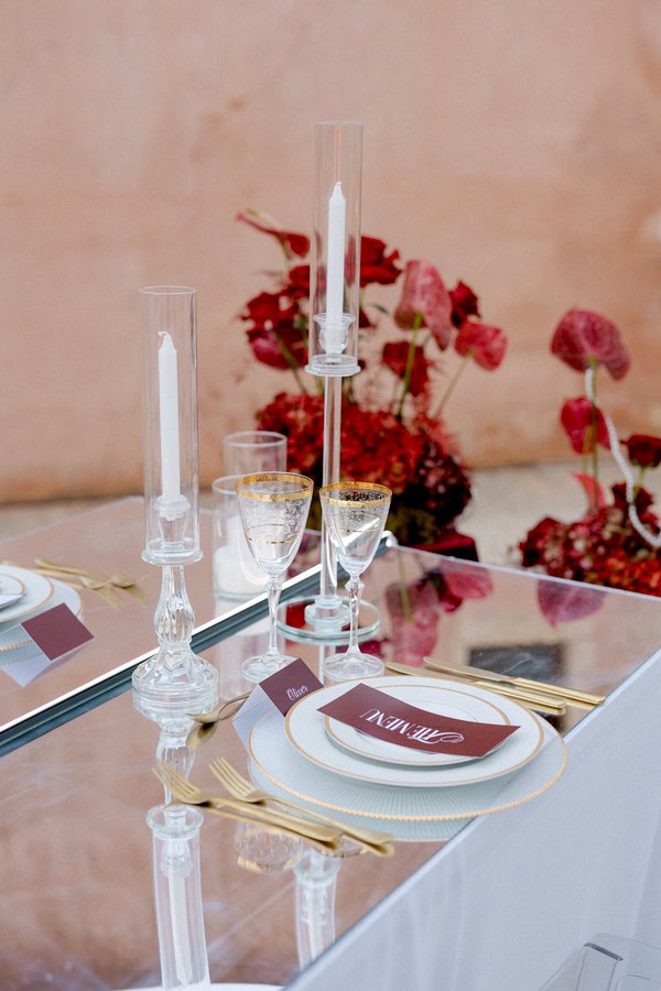 Edgy Modern Styled Shoot Crete Red Florals