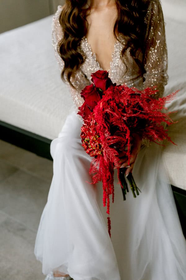 Edgy Modern Styled Shoot Crete Red Florals