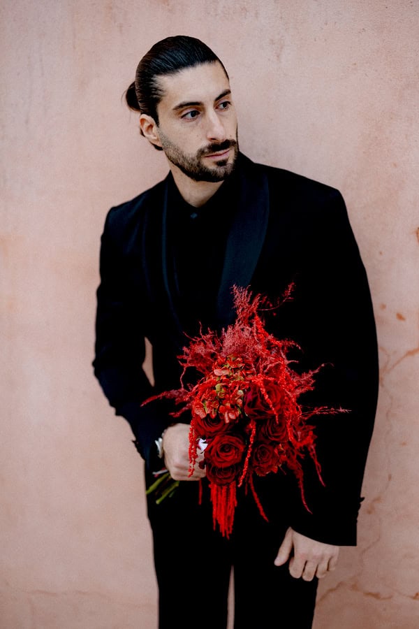 Edgy Modern Styled Shoot Crete Red Florals