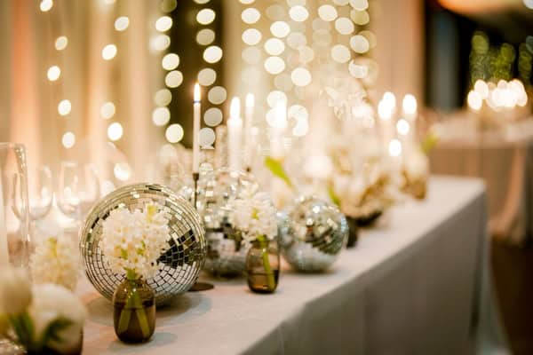 Modern Black White Wedding Decoration Disco Balls