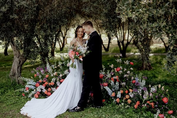 Inspiration for an olive grove styled shoot filled with gorgeous florals