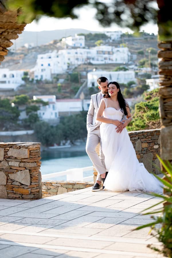 Romantic Kythnos Wedding Blue White Details