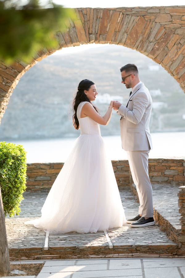 Romantic Kythnos Wedding Blue White Details