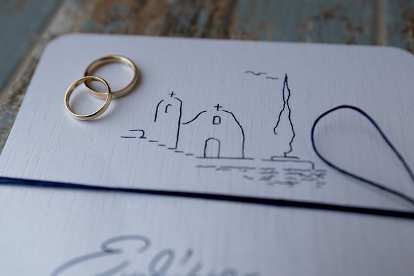 Romantic Kythnos Wedding Blue White Details