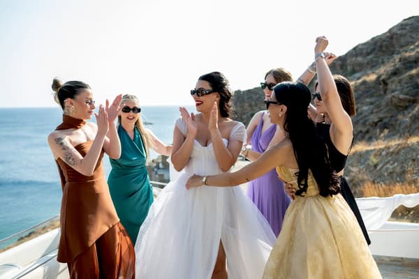 Romantic Kythnos Wedding Blue White Details