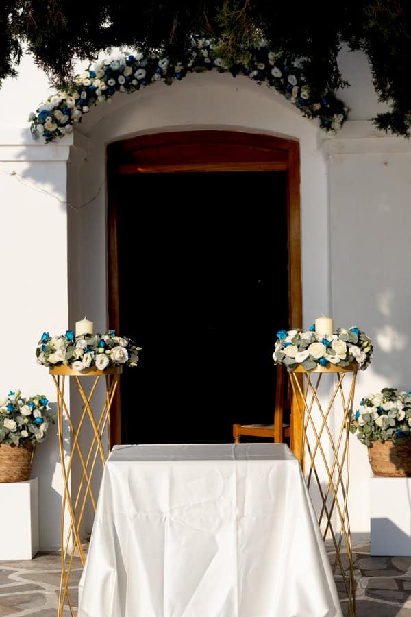 Romantic Kythnos Wedding Blue White Details