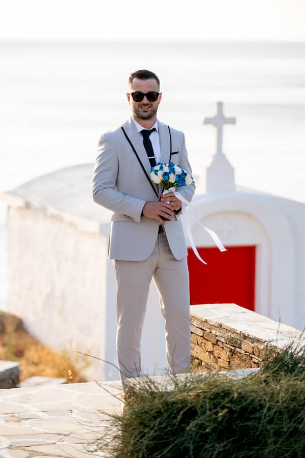 Romantic Kythnos Wedding Blue White Details