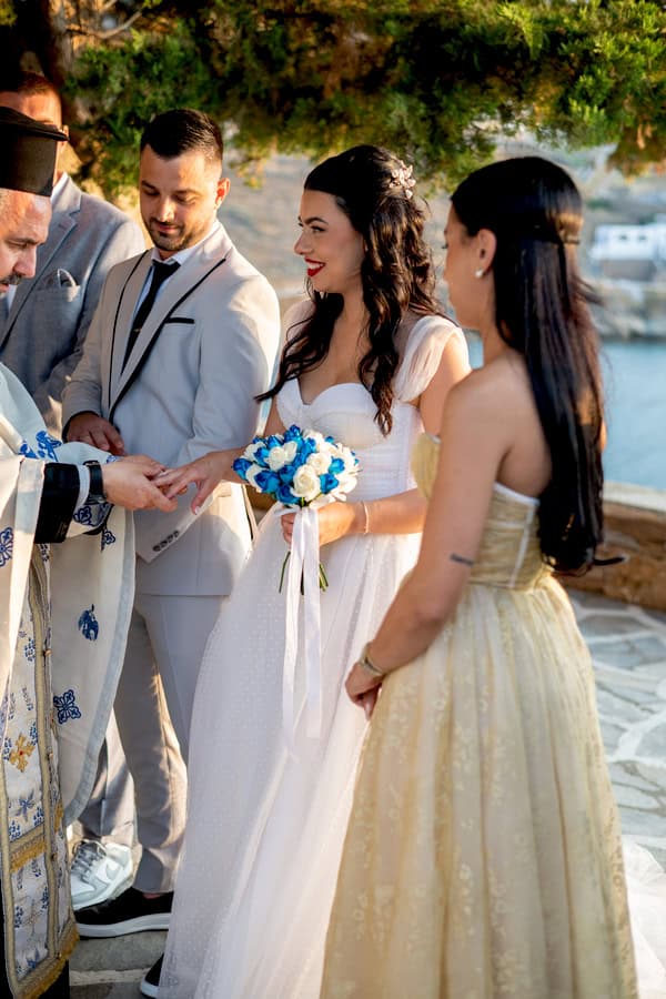 Romantic Kythnos Wedding Blue White Details