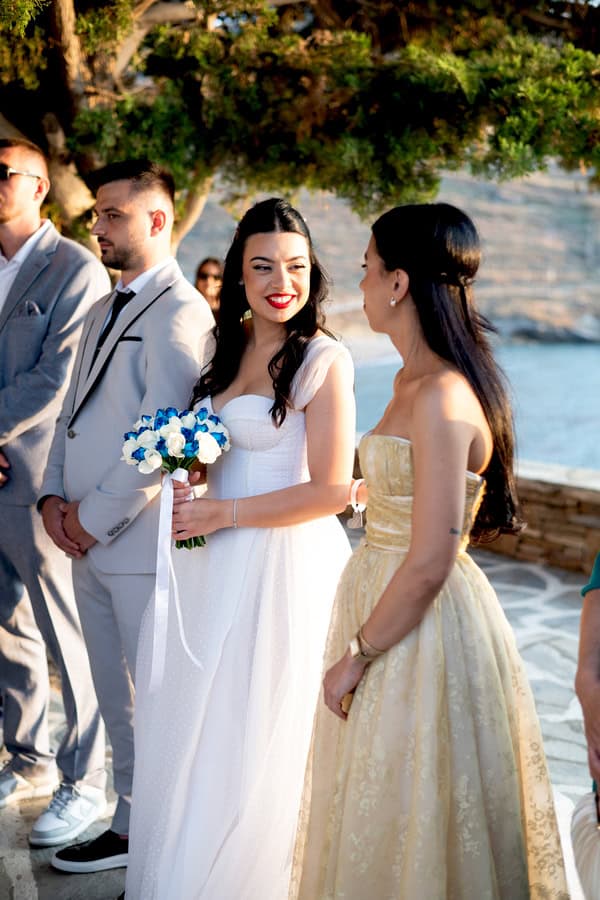 Romantic Kythnos Wedding Blue White Details