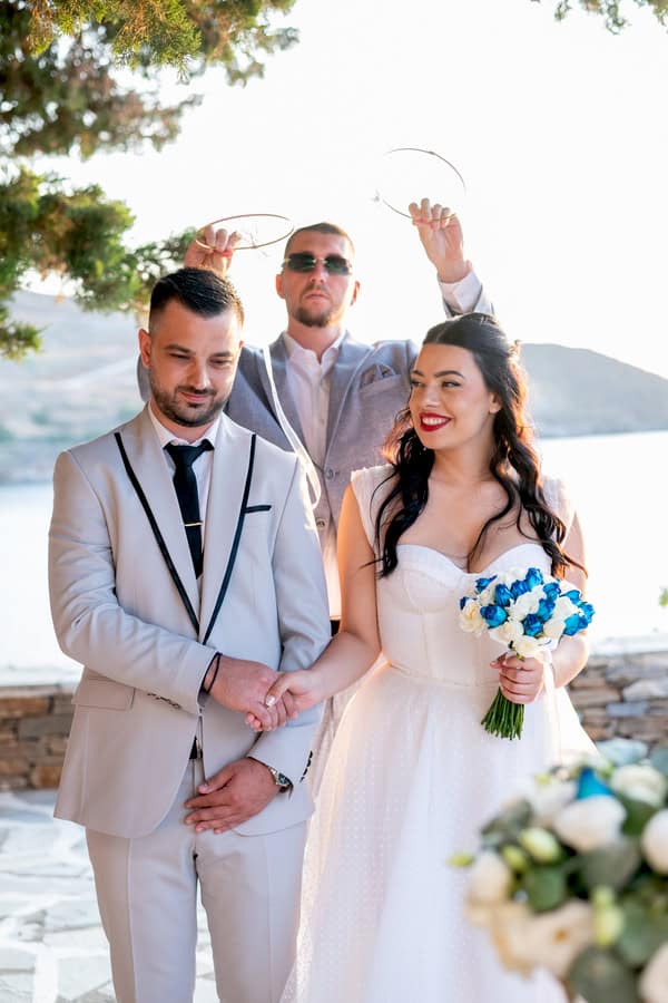 Romantic Kythnos Wedding Blue White Details