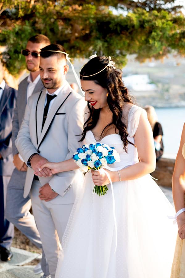 Romantic Kythnos Wedding Blue White Details