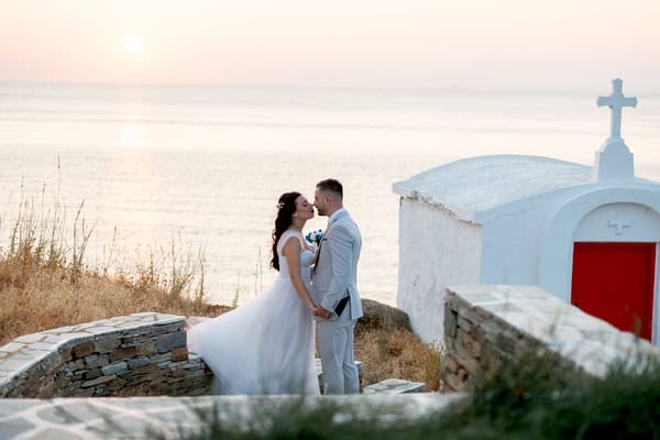 Romantic Kythnos Wedding Blue White Details