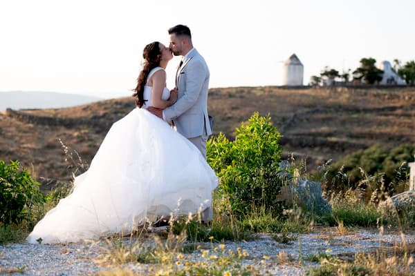 Romantic Kythnos Wedding Blue White Details