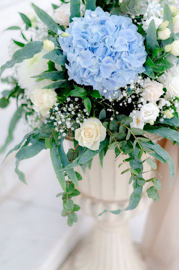 Spring Wedding White Blue Floral Design