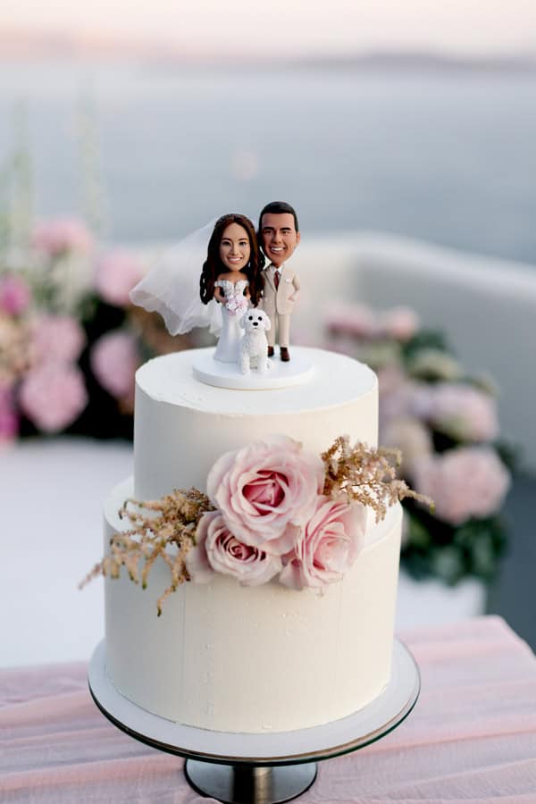 Dreamy Garden Style Destination Wedding In Santorini With Blush And White Florals