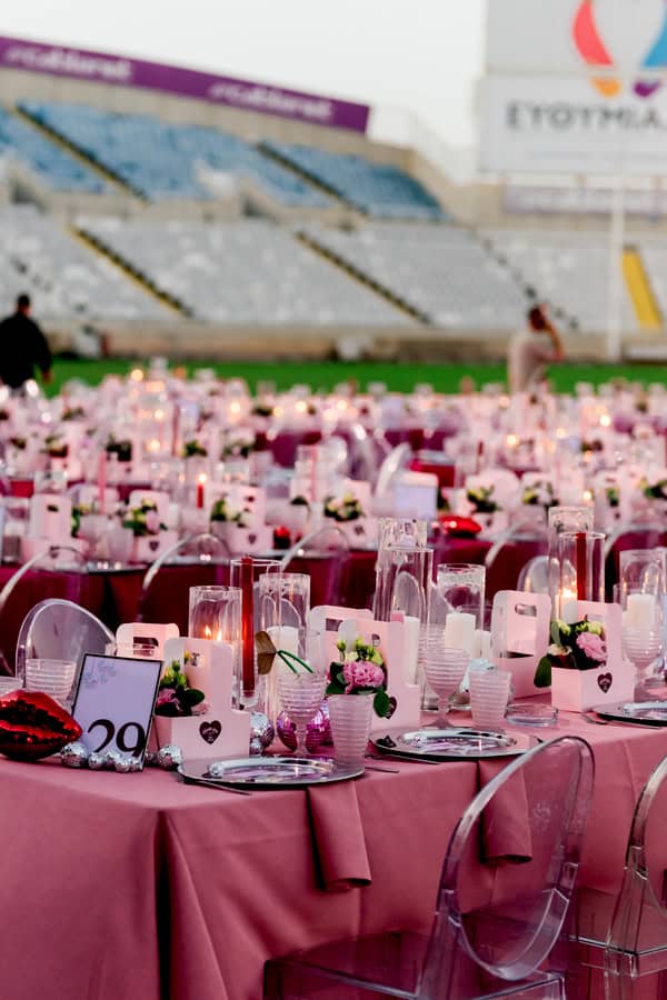 Fashion Forward Stadium Wedding Vibrant Disco Style