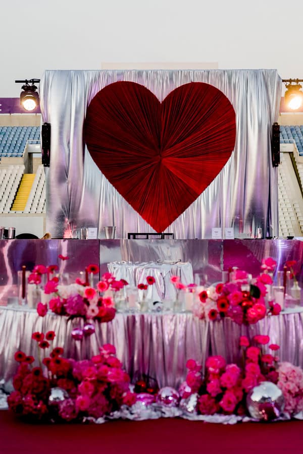 Fashion Forward Stadium Wedding Vibrant Disco Style