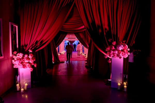 Fashion Forward Stadium Wedding Vibrant Disco Style