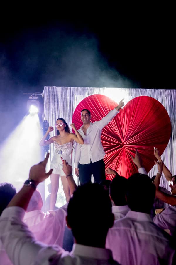 Fashion Forward Stadium Wedding Vibrant Disco Style