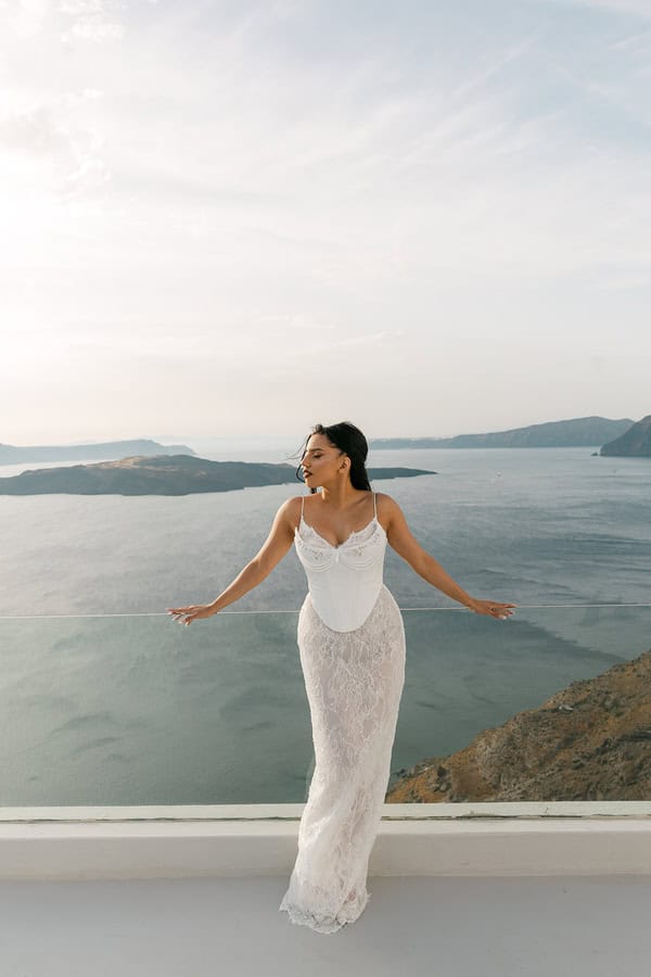 Stylish Spring Wedding Santorini Caldera Views