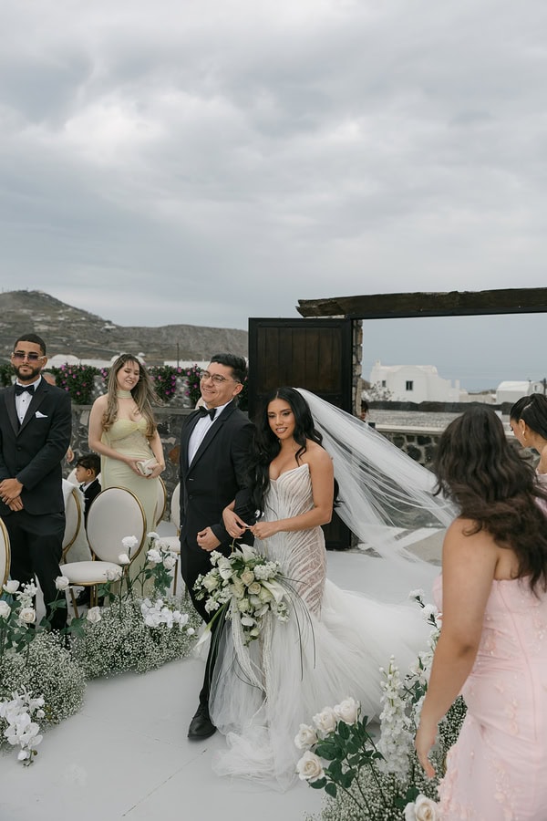 Stylish Spring Wedding Santorini Caldera Views