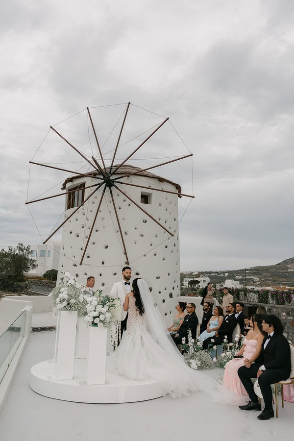 Stylish Spring Wedding Santorini Caldera Views