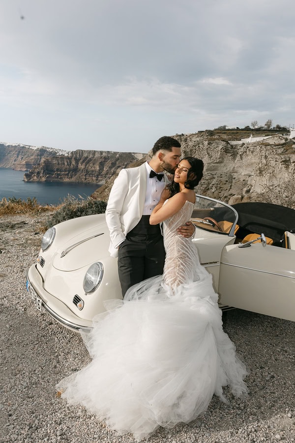 Stylish Spring Wedding Santorini Caldera Views