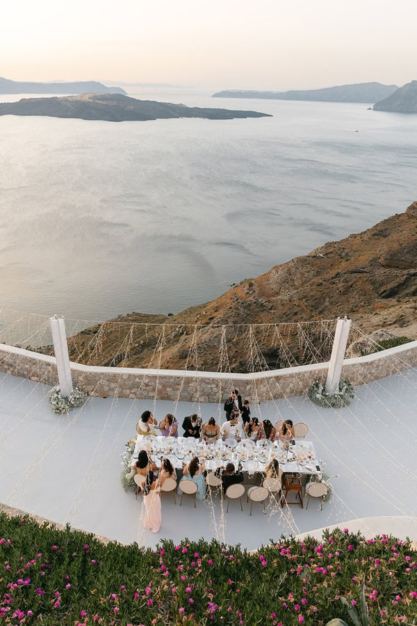 Stylish Spring Wedding Santorini Caldera Views