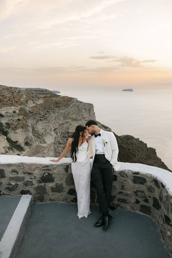 Stylish Spring Wedding Santorini Caldera Views