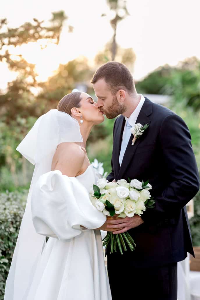 Romantic seaside wedding in Athens with white roses and Aegean-inspired details | Kate & Anastasis