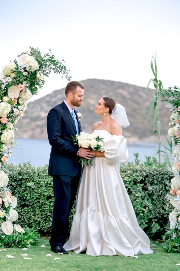 Romantic Seaside Wedding Athens White Roses Aegean Inspired Details