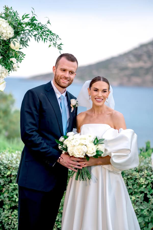 Romantic Seaside Wedding Athens White Roses Aegean Inspired Details