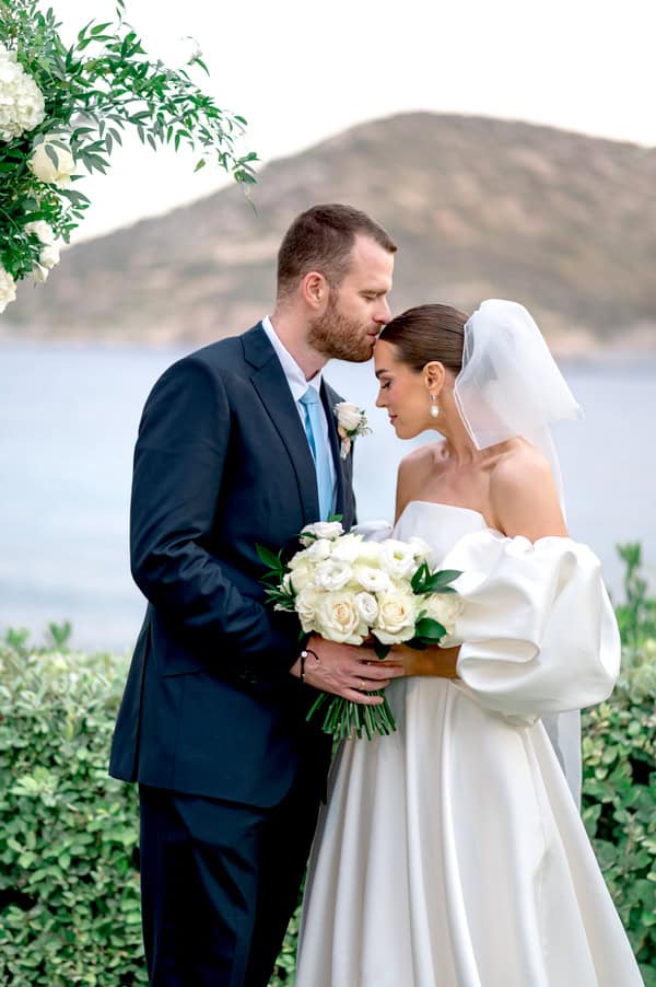 Romantic Seaside Wedding Athens White Roses Aegean Inspired Details