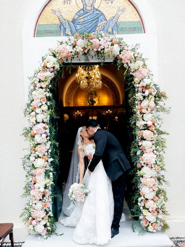 Romantic Wedding Chios Pastel Flowers Antique Gold Details